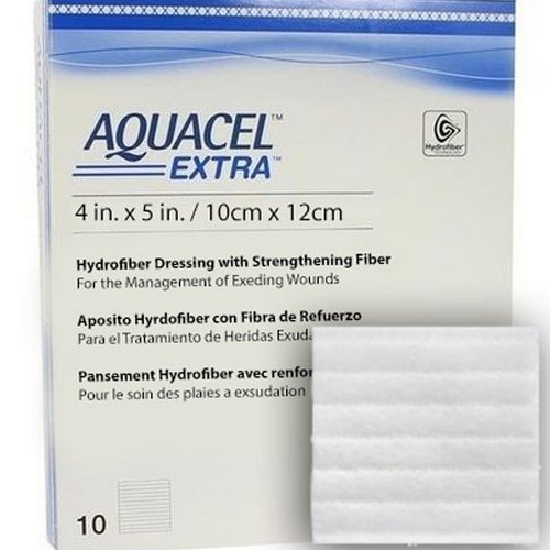 ConvaTec AQUACEL Extra 4"x5" Hydrofiber Absorbant Dressing For Moderate To Highly Exuding Wounds, Non-Woven Two-Dimensional Strengthening Fibers, Rectangle, 10ct Box In Dubai - UAE | Dressings-472128