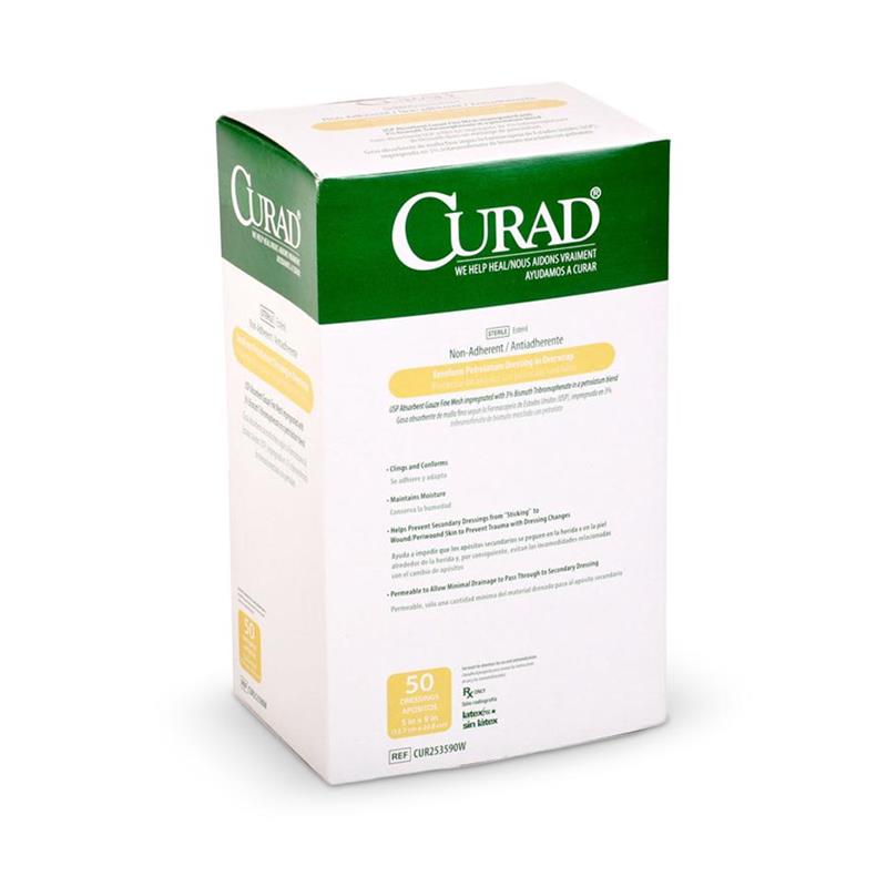 Medline CUR253590W Curad Xeroform Petrolatum Gauze Dressing with Overw –  woundcareshop