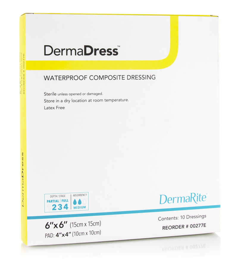DermaRite 00277E DermaDress Waterproof Composite Wound Dressing - 6 in woundcareshop DermaRite 00277E DermaDress Waterproof Composite Wound Dressing - 6 in woundcareshop