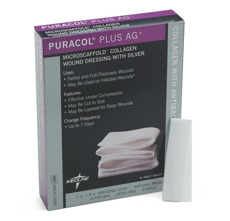 Medline MSC871X8EPZ Puracol Plus Ag (Silver) Collagen Dressing - Rope   woundcareshop