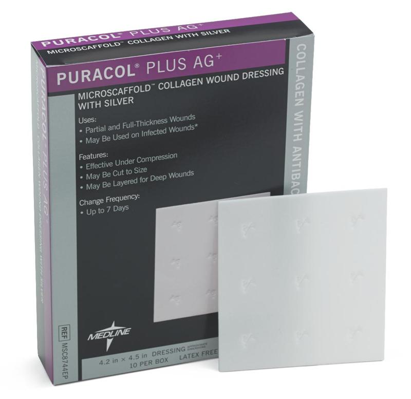 Medline MSC8744EPZ Puracol Plus Ag (Silver) Collagen Dressing