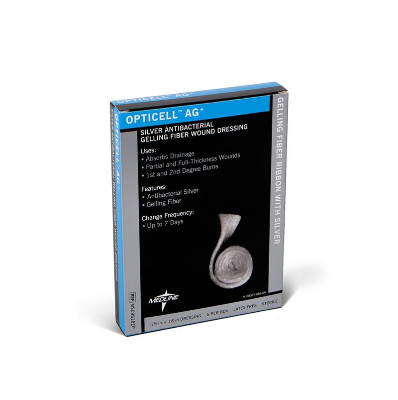 silver gelling fiber dressing Opticell Ag+ Silver Antibacterial Gelling Fiber Dressing, 0.75 x 18 Inch