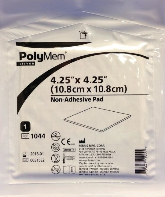 Ferris 1044 PolyMem Silver Non-Adhesive Pad Dressing Ferris 1044 PolyMem Silver Non-Adhesive Pad Dressing
