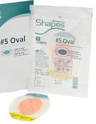Ferris 8053 PolyMem Shapes #5 Oval Adhesive Dressing Ferris 8053 PolyMem Shapes #5 Oval Adhesive Dressing