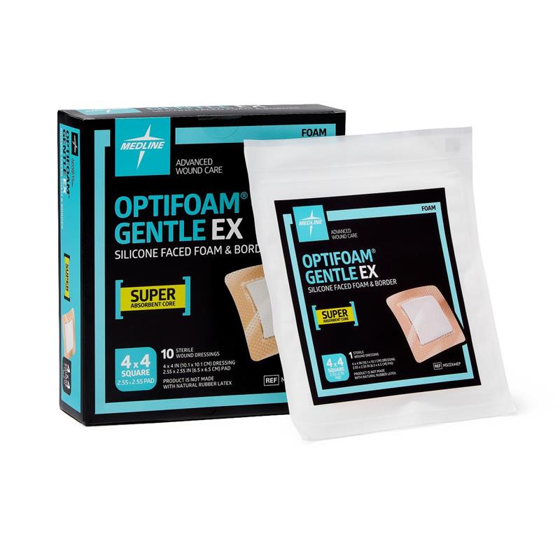 Medline MSCEX44EP Optifoam Gentle EX Border Adhesive Foam Dressing
