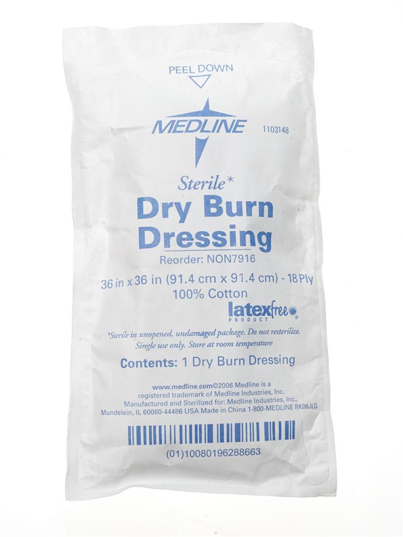 mesh dressing for burns Medline NON7916 Burn Dressing, Dry, Sterile, 36 inch x 36 inch, 18-ply, Box  of 20