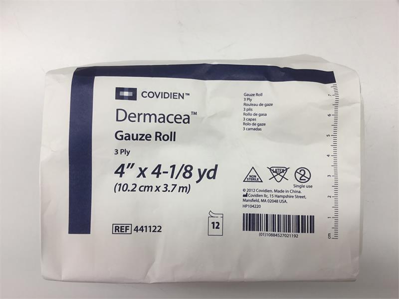 Covidien Kendall 441122 DERMACEA 3 Ply Gauze Roll - 4 inch x 4-1/8 yar ...